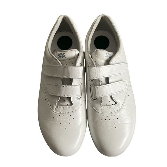 Sas Me Too Leather Casual Walking Shoe Velcro Straps White 8.5W - Picture 6 of 11